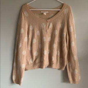 Peach and White Polka Dot Cardigan